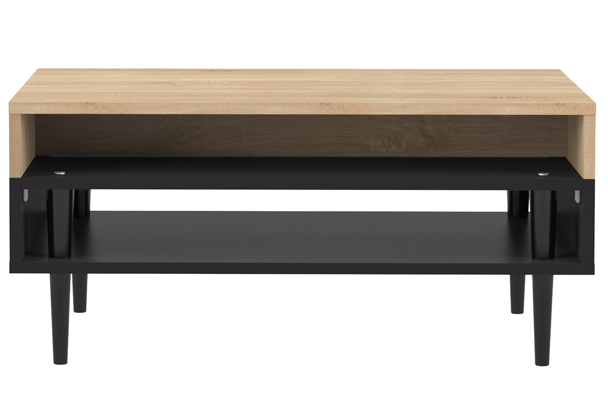 Table basse scandinave bois et noir STRIPE