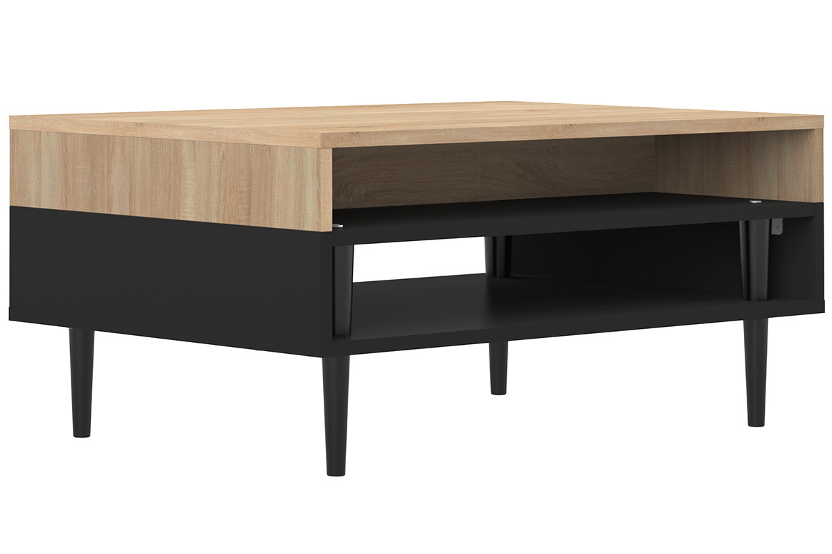 Table basse scandinave bois et noir STRIPE