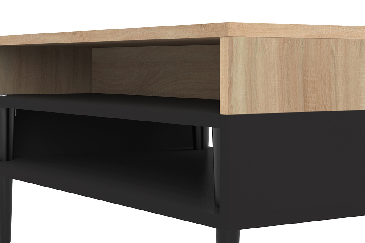 Table basse scandinave bois et noir STRIPE