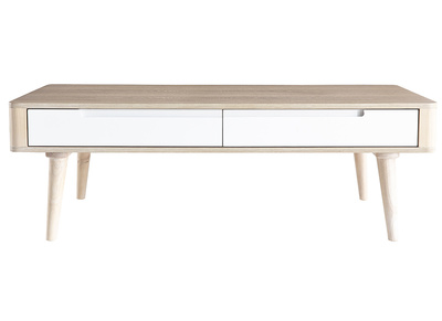 Table basse scandinave fr&ecirc;ne et blanc GOTLAND