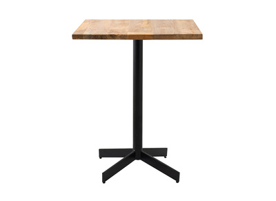 Table bistrot carr&eacute;e en bois massif et m&eacute;tal noir D60 cm SOPRA
