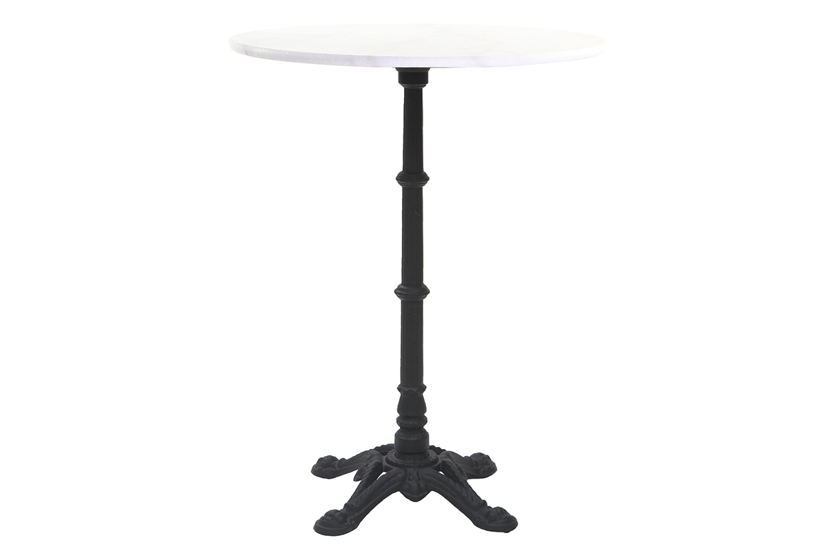 Table bistrot haute ronde en marbre et mtal CONTY