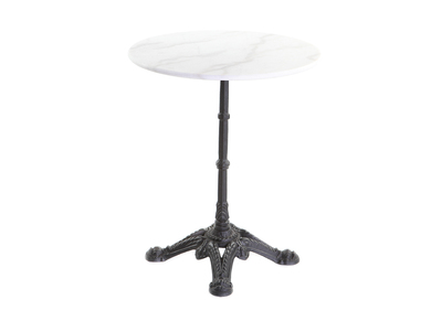 Table bistrot ronde en marbre blanc et métal noir CONTY