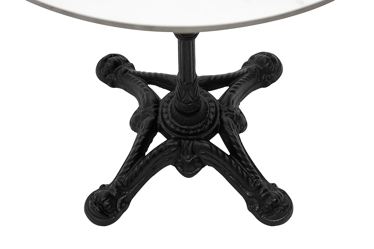 Table bistrot ronde en pierre minrale et mtal noir L60 cm CONTY
