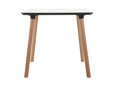 Table carr&eacute;e design blanche avec pied en bois 80 cm BRUNCH