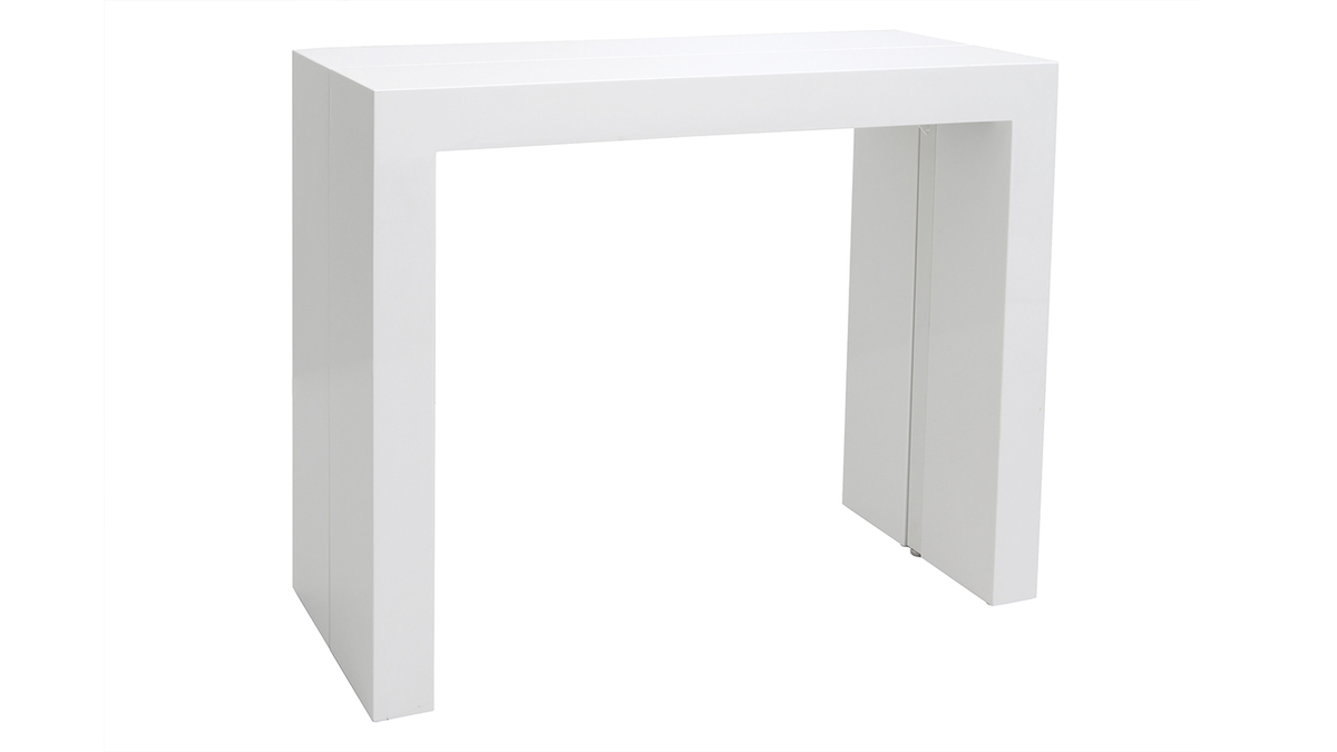 Table console extensible design blanc laqu CALEB