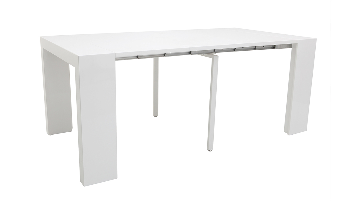 Table console extensible design blanc laqu CALEB
