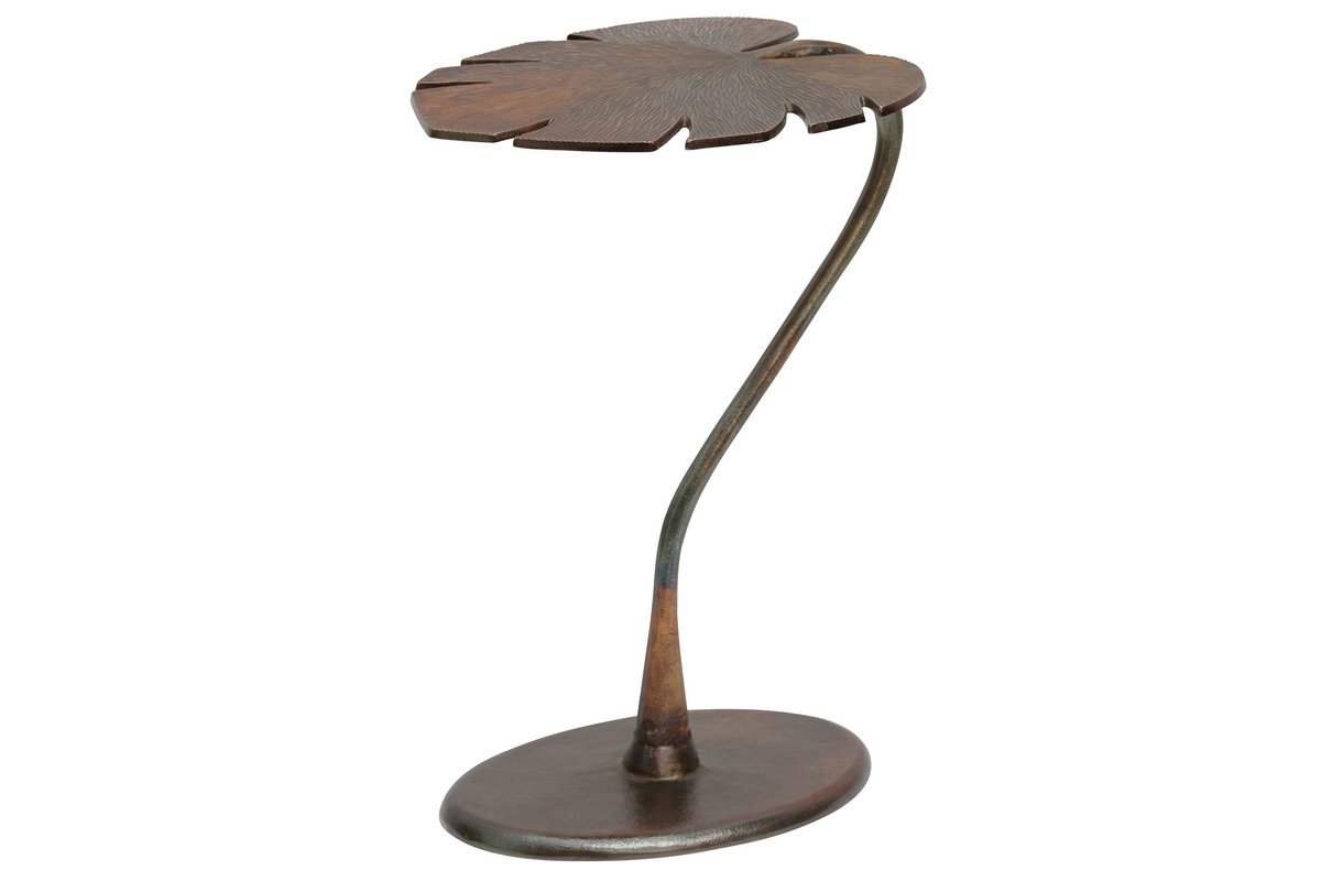 Table d'appoint avec plateau feuille en laiton antique FOGLIA