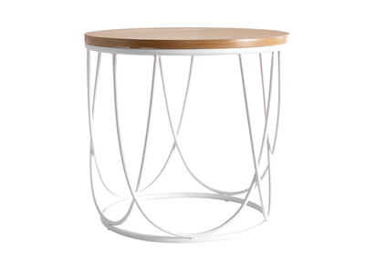 Table d'appoint bois et métal blanc D42 x H40 cm LACE - Miliboo & Stéphane Plaza