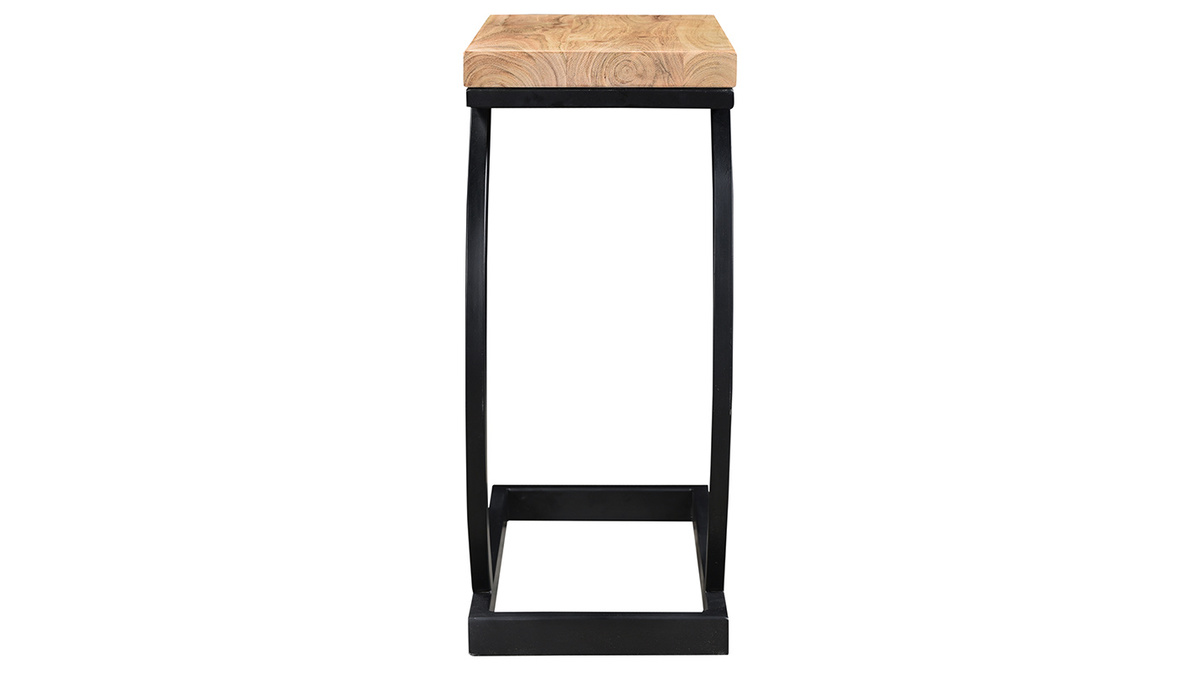 Table d'appoint bois massif et mtal noir L45 cm BREAK