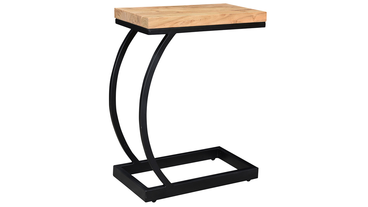 Table d'appoint bois massif et métal noir L45 cm BREAK