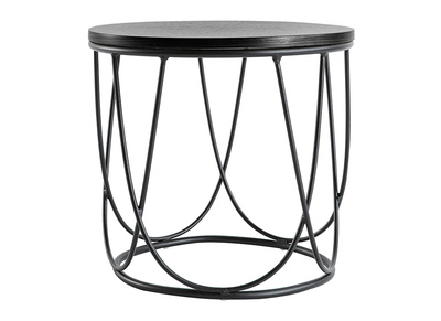 Table d'appoint bois noir et m&eacute;tal L42 x H40 cm LACE