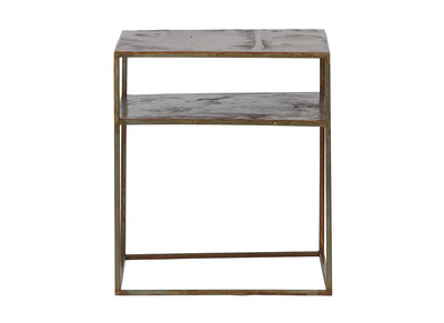 Table d'appoint carr&eacute;e m&eacute;tal rouill&eacute; MOHO