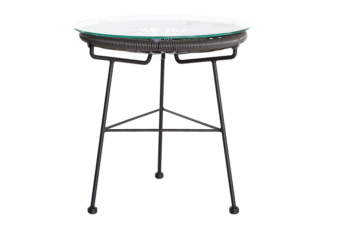 Table d'appoint de jardin en fils de r�sine gris BELLAVISTA