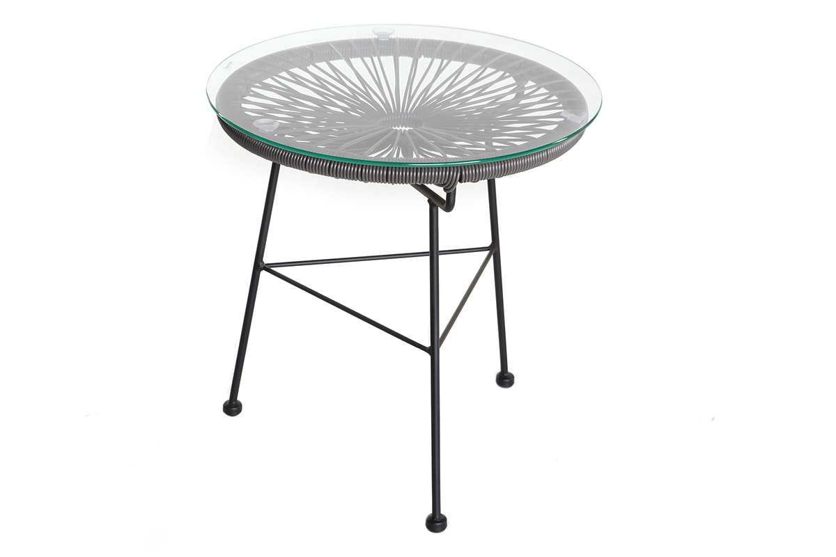 Table d'appoint de jardin en fils de r�sine gris BELLAVISTA