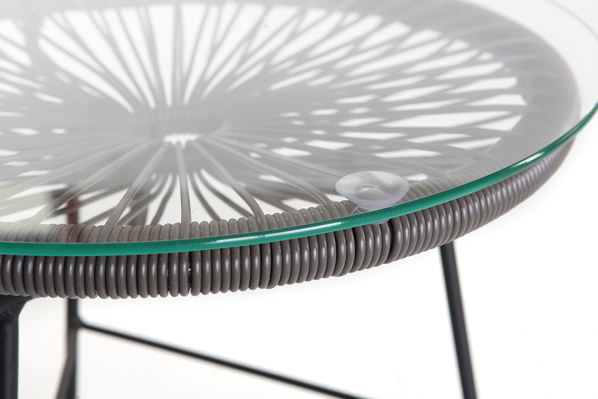 Table d'appoint de jardin en fils de r�sine gris BELLAVISTA