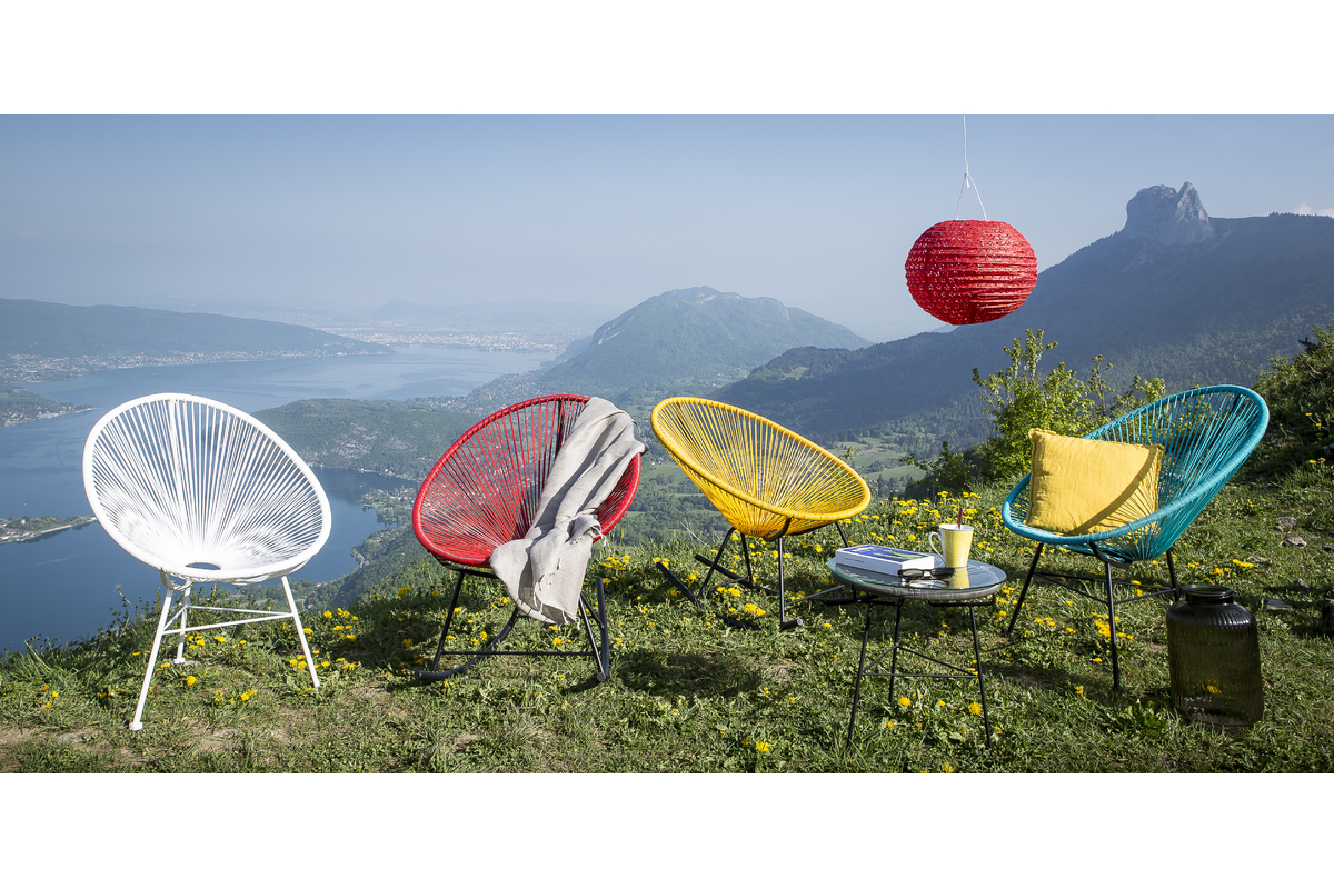 Table d'appoint de jardin en fils de r�sine gris BELLAVISTA