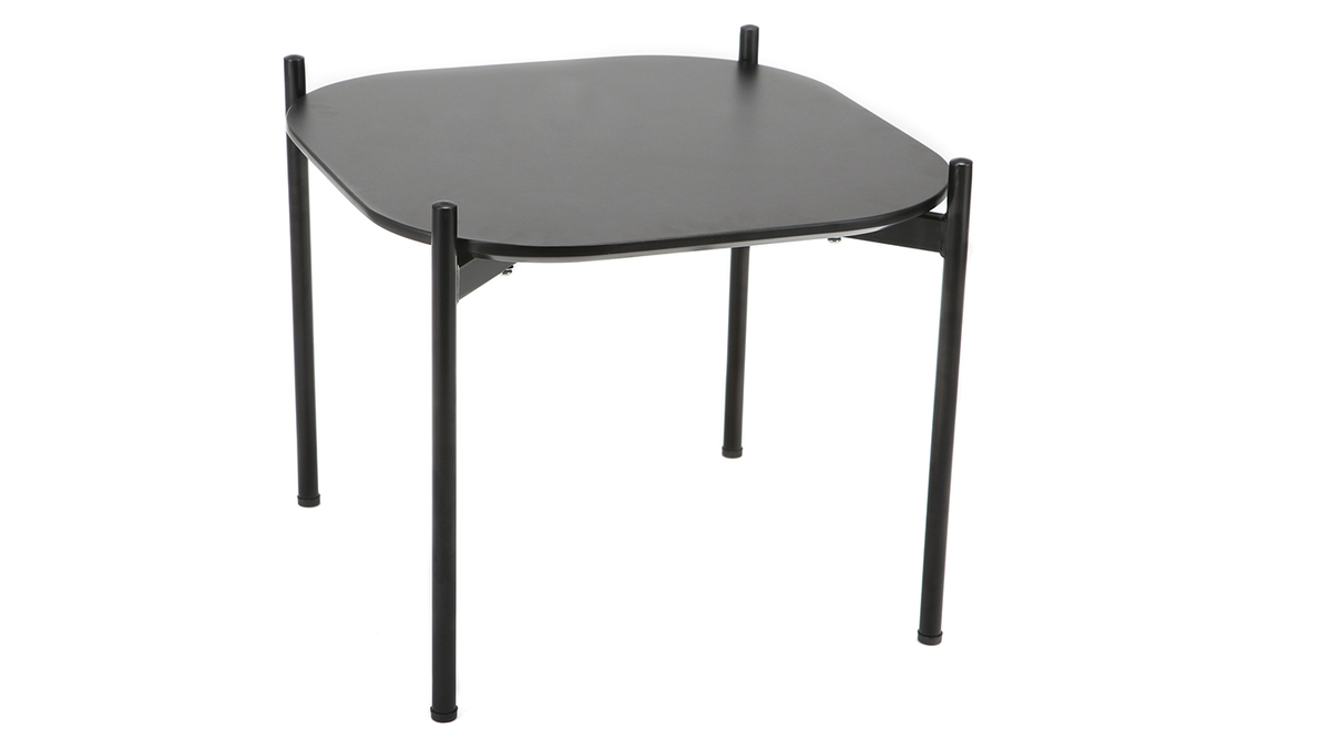 Table d'appoint design 50 cm noire pieds mtal SEGA