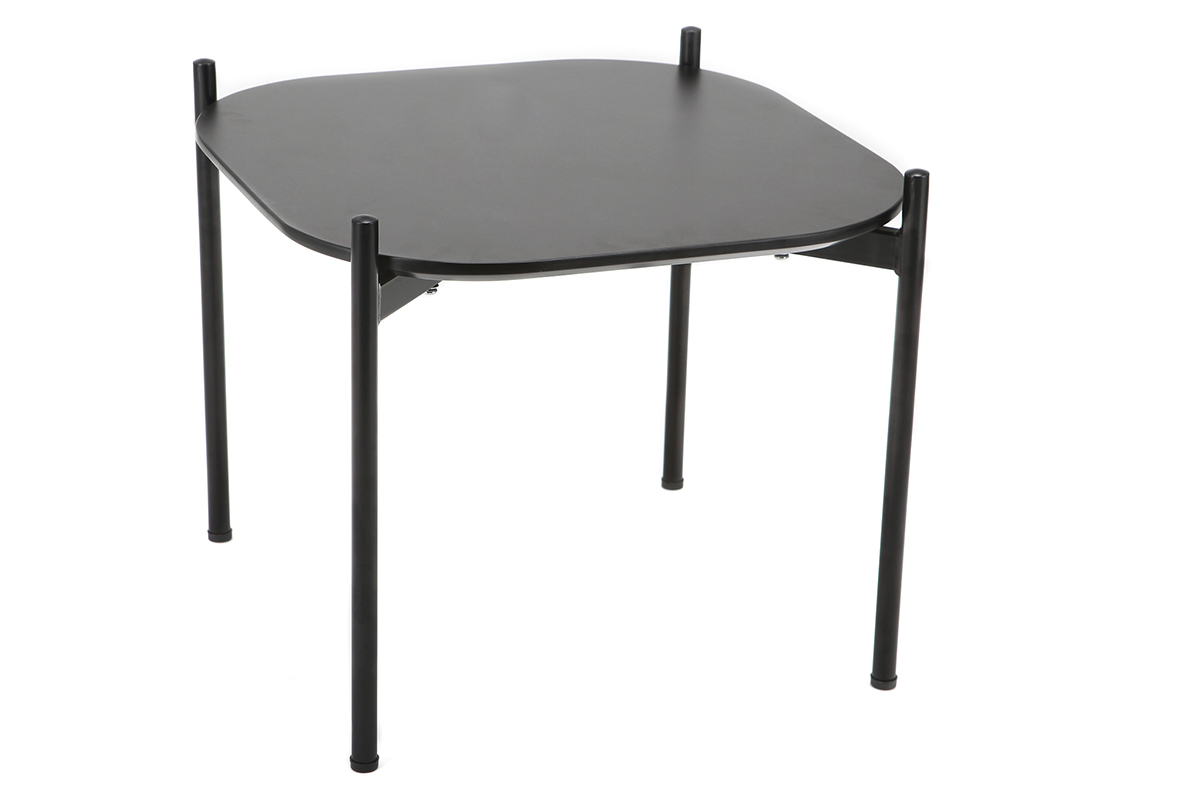 Table d'appoint design 50 cm noire pieds m�tal SEGA
