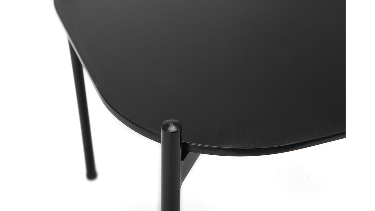 Table d'appoint design 50 cm noire pieds mtal SEGA