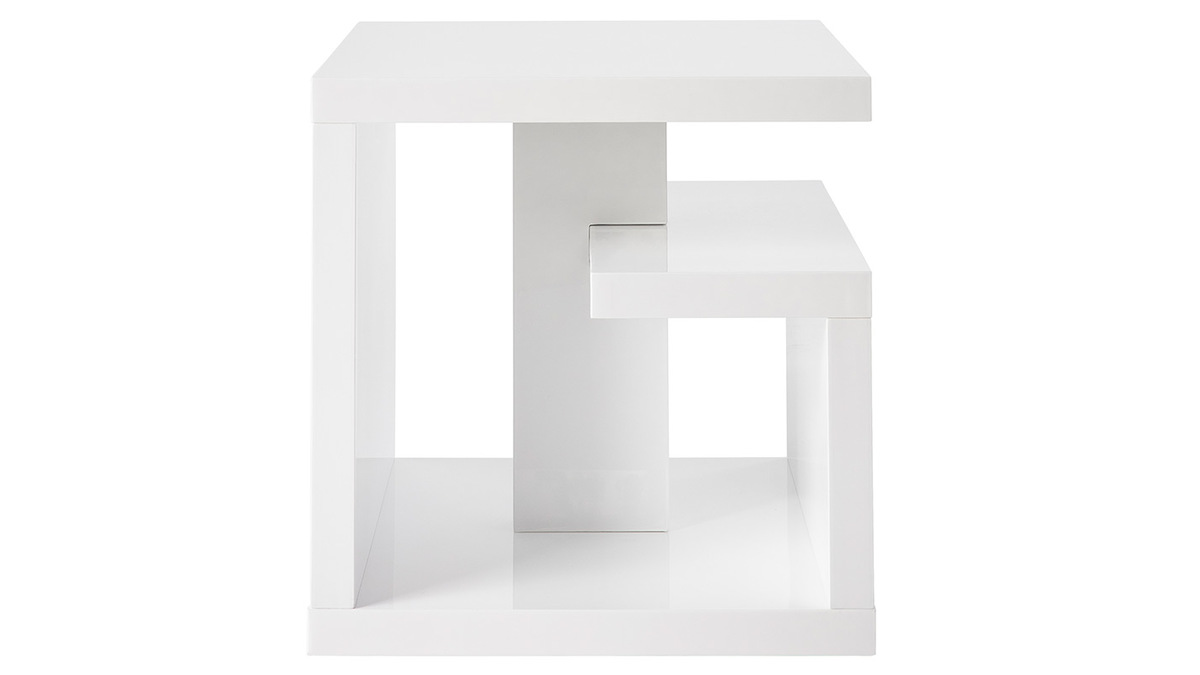 Table d'appoint design blanc laqu L50 cm HALTON