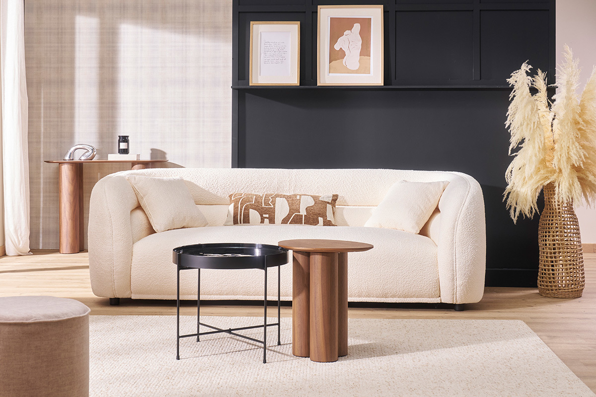 Table d'appoint design bois fonc noyer L44 cm HOLLEN