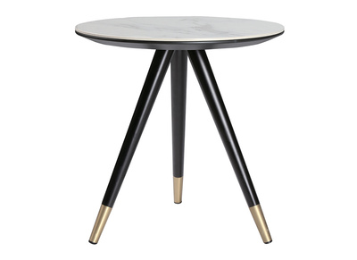 Table d'appoint design effet marbre avec pieds bois et or ALLURE - Table d'appoint design effet marbre avec pieds bois et or ALLURE