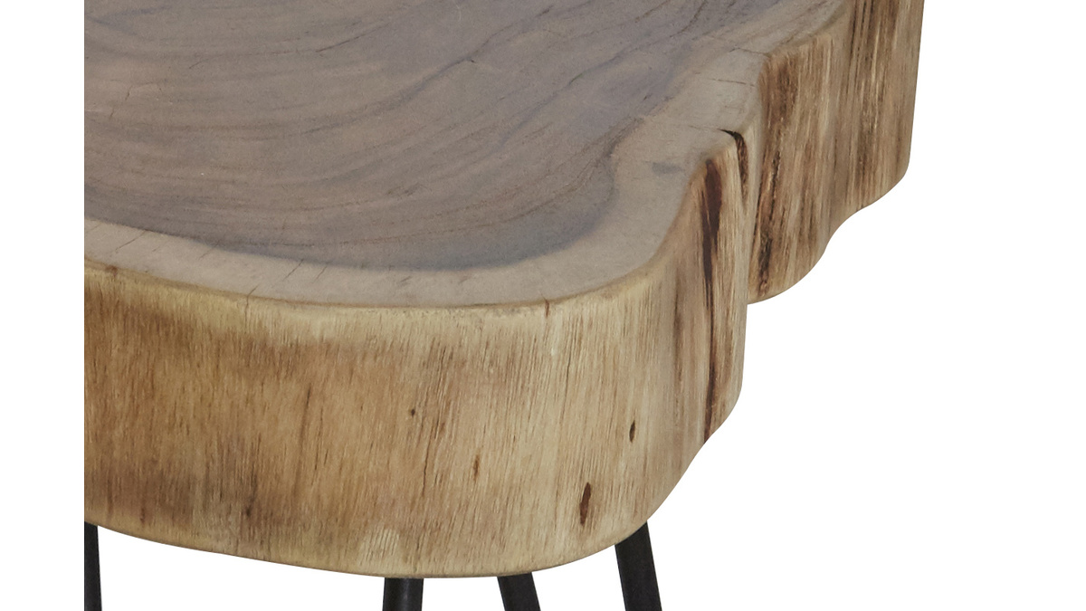 Table d'appoint design en bois d'acacia et mtal ALF