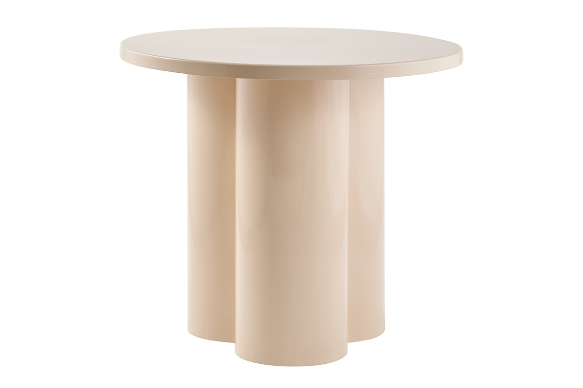 Table d'appoint design en m�tal �maill� beige D51 cm ZELIE