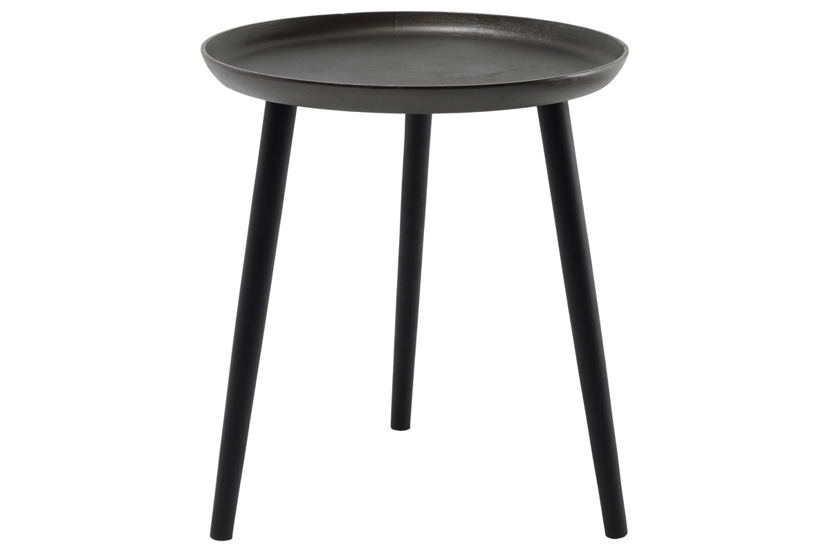 Table d'appoint design m�tal et pieds bois noir LINTA