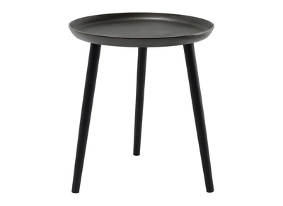 Table d'appoint design m&eacute;tal et pieds bois noir LINTA