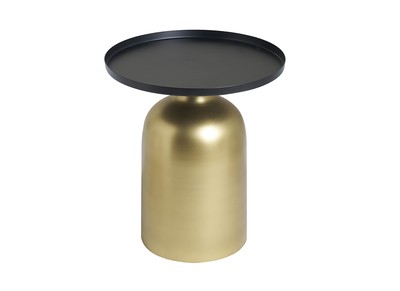 Table d'appoint design ronde en métal doré et plateau noir mat RAMSES