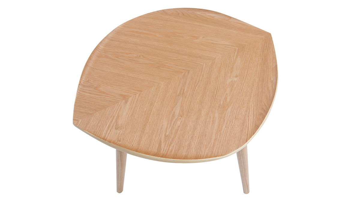 Table d'appoint forme de feuille bois clair L60 cm PHYLL
