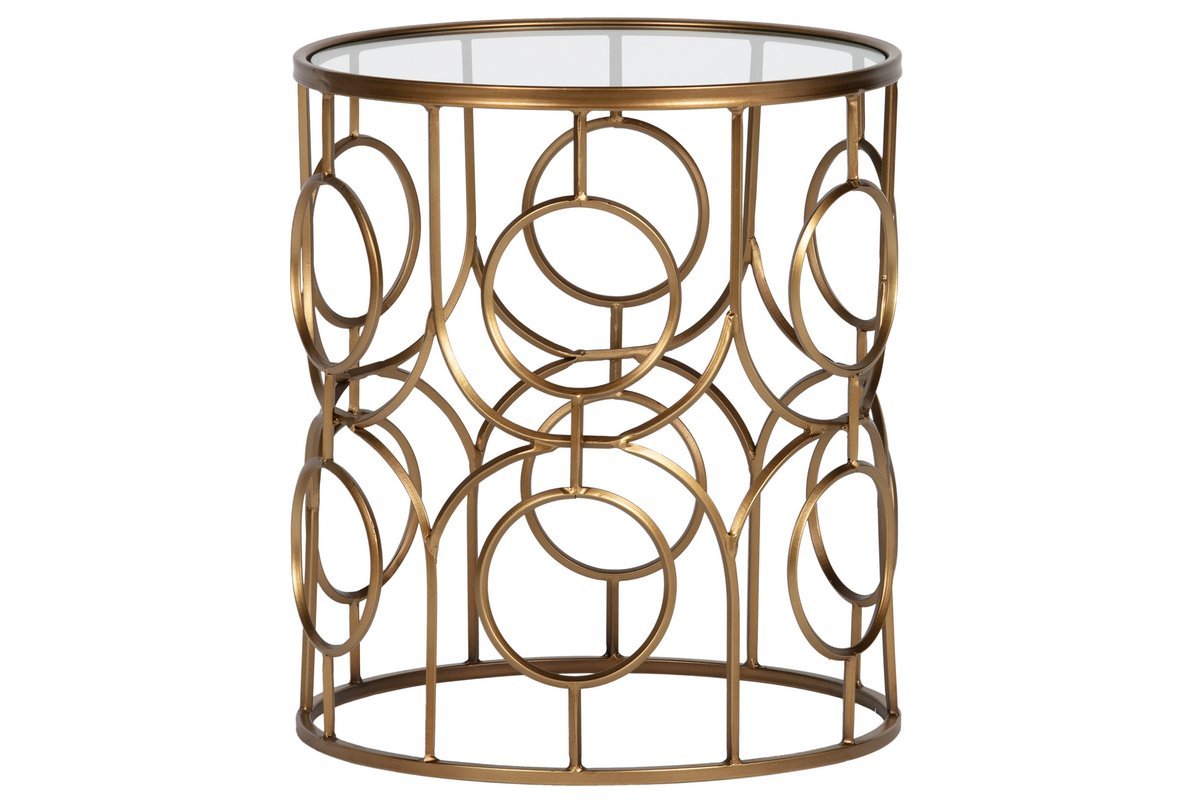 Table d'appoint laiton antique et verre D40 cm ARTSY