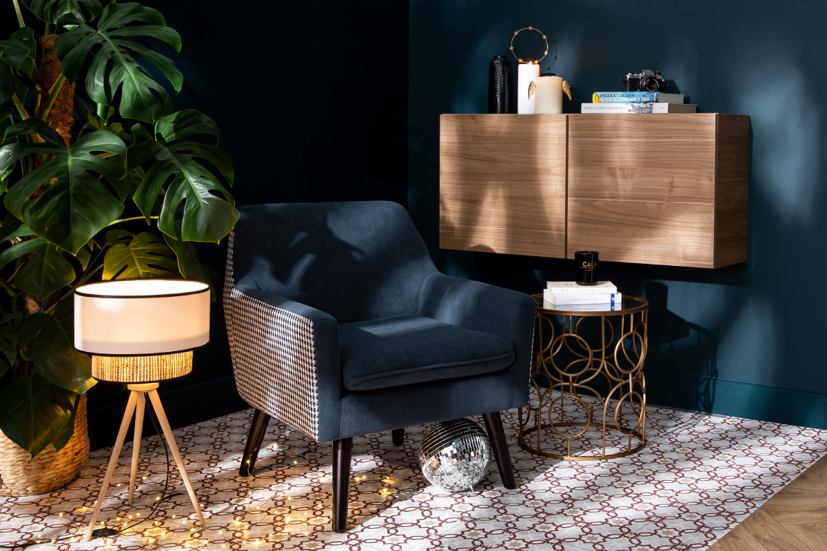 Table d'appoint laiton antique et verre D40 cm ARTSY