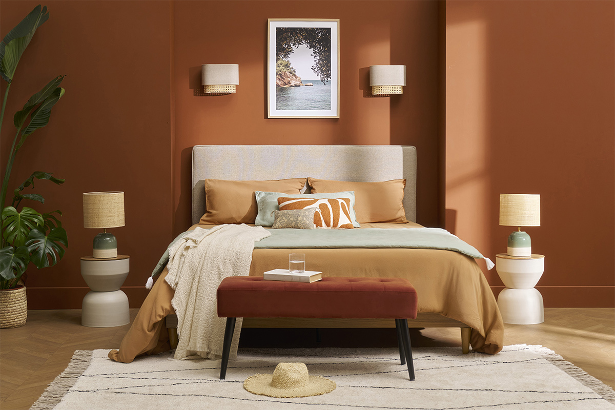 Table d'appoint ronde design avec rangement en mtal grge et bois manguier massif D30 cm YOYO