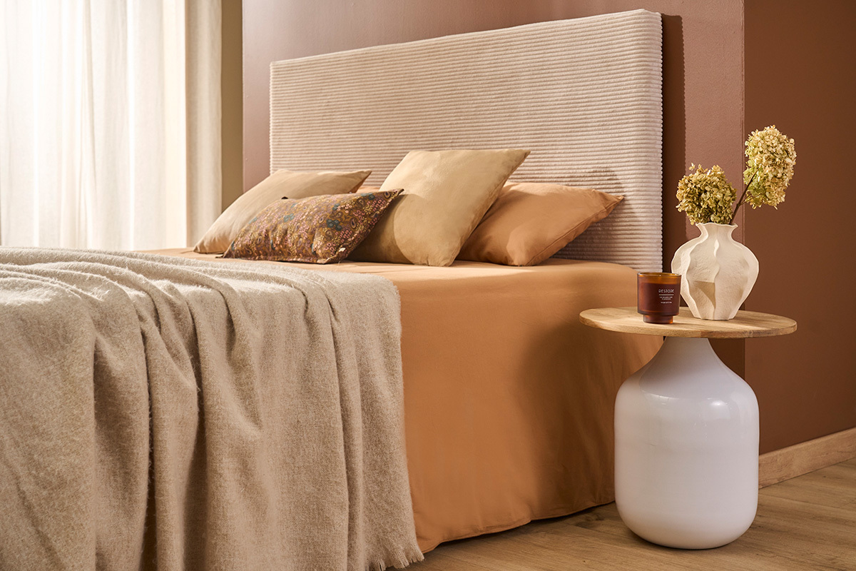 Table d'appoint ronde design blanche et bois manguier massif H49 cm VERONA