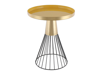 Table d'appoint ronde en acier laqué moutarde et doré D41 cm SPLEEN