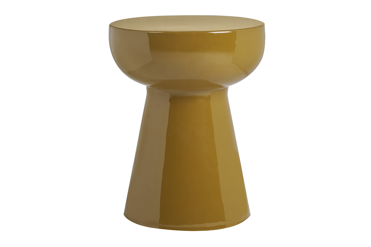 Table d'appoint ronde en m�tal �maill� bronze D34 cm MOGOU