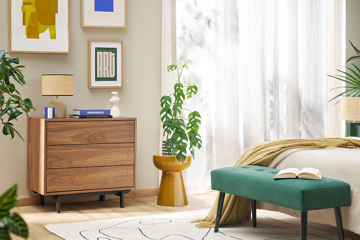 Table d'appoint ronde en m�tal �maill� bronze D34 cm MOGOU