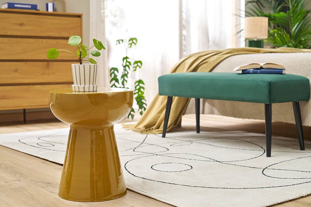 Table d'appoint ronde en m�tal �maill� bronze D34 cm MOGOU