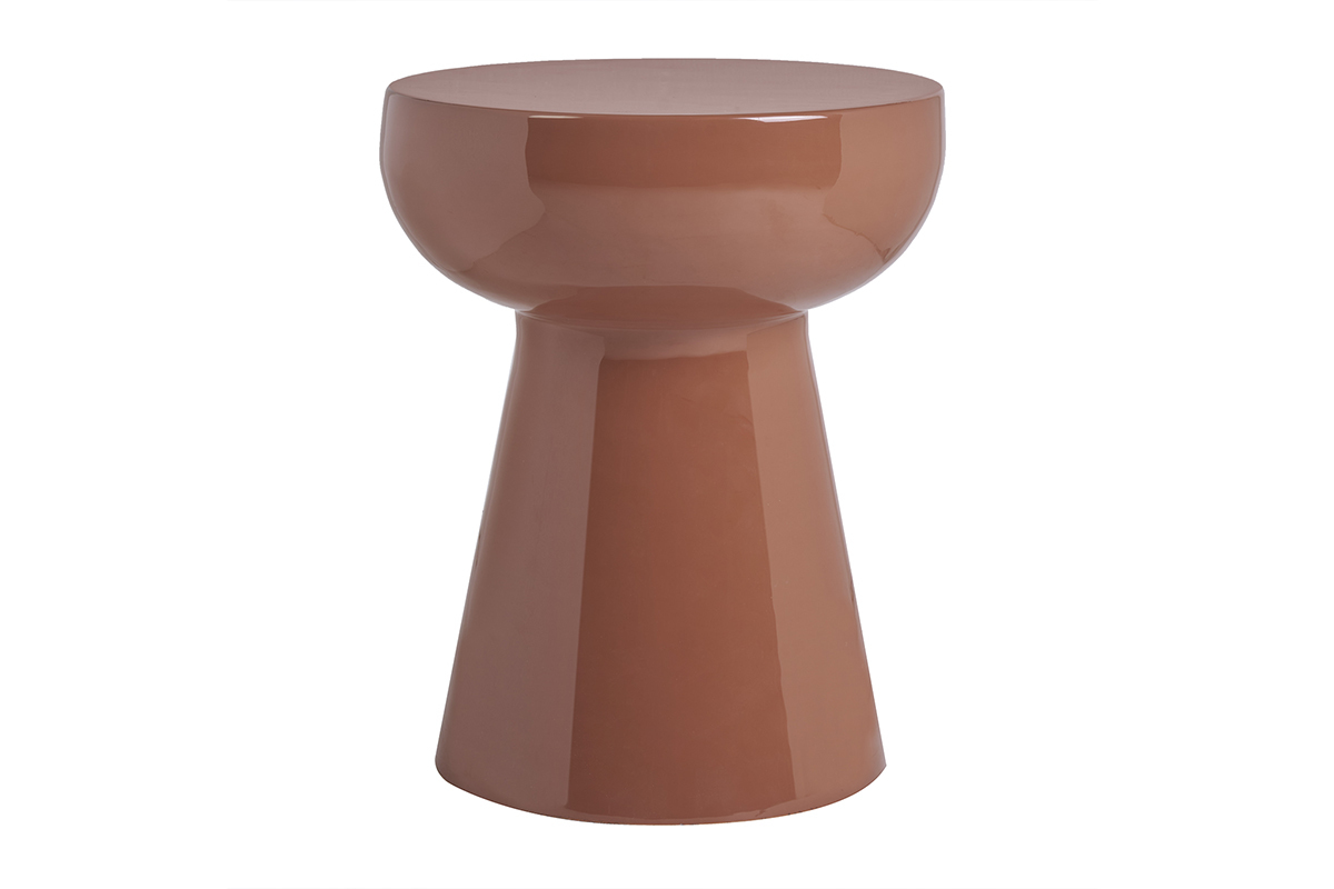 Table d'appoint ronde en m�tal �maill� terracotta D34 cm MOGOU