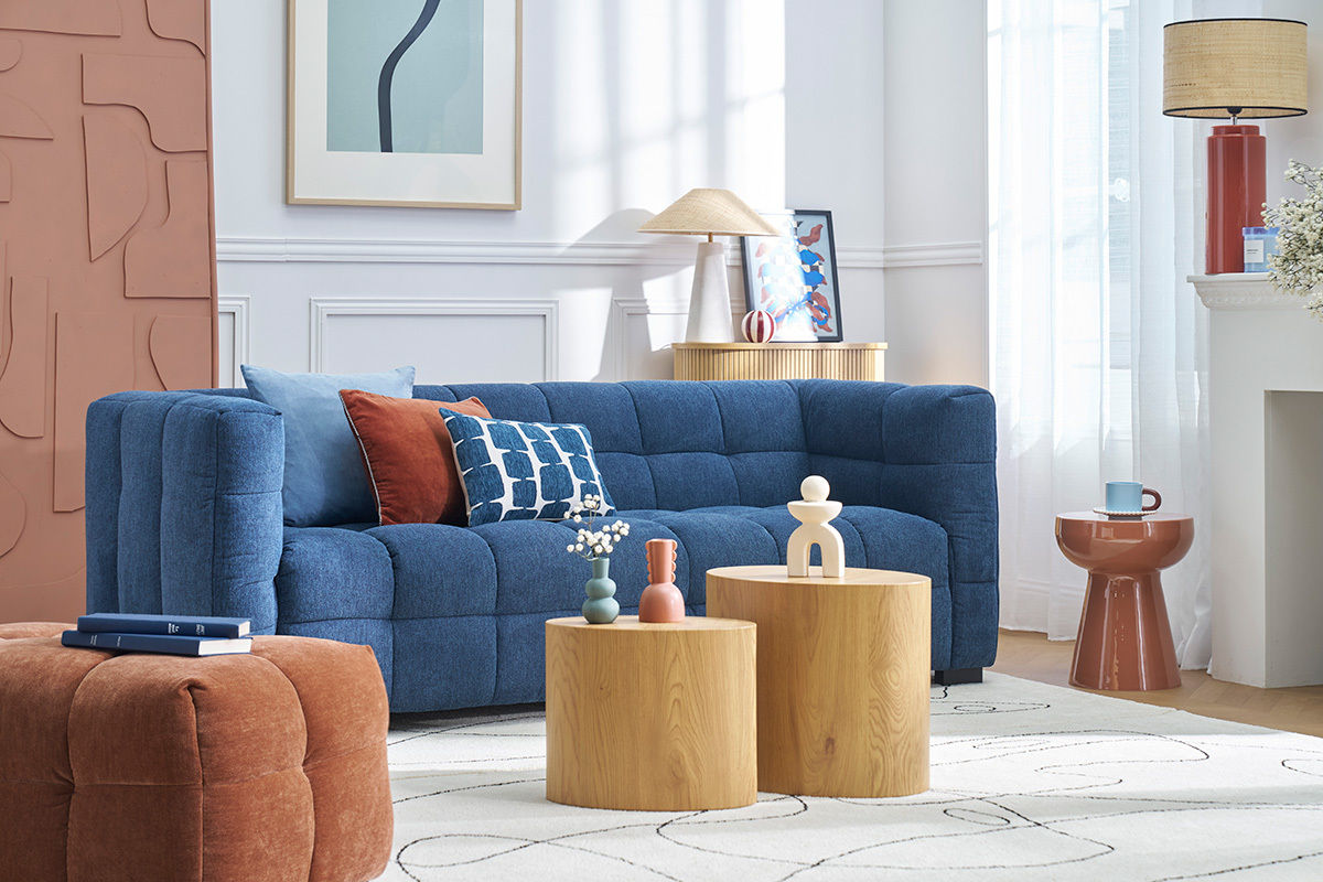 Table d'appoint ronde en m�tal �maill� terracotta D34 cm MOGOU