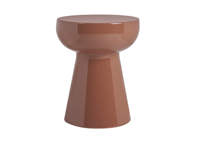 Table d'appoint ronde en m&eacute;tal &eacute;maill&eacute; terracotta D34 cm MOGOU