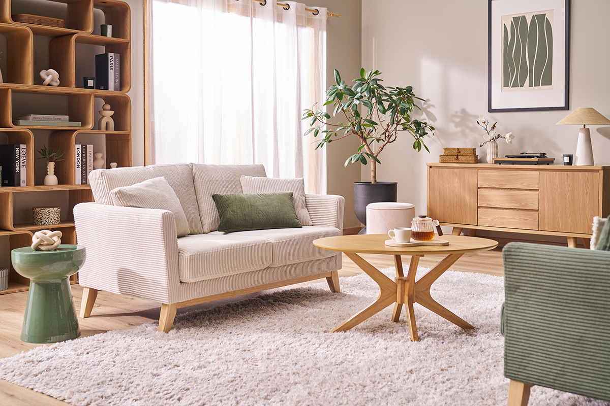 Table d'appoint ronde en m�tal �maill� vert kaki D34 cm MOGOU