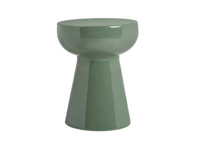 Table d'appoint ronde en m&eacute;tal &eacute;maill&eacute; vert kaki D34 cm MOGOU