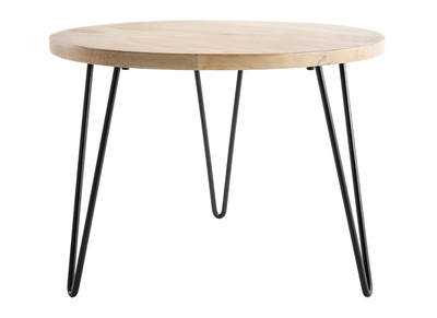 Table d'appoint ronde manguier massif et m&eacute;tal L60 x H45 cm VIBES