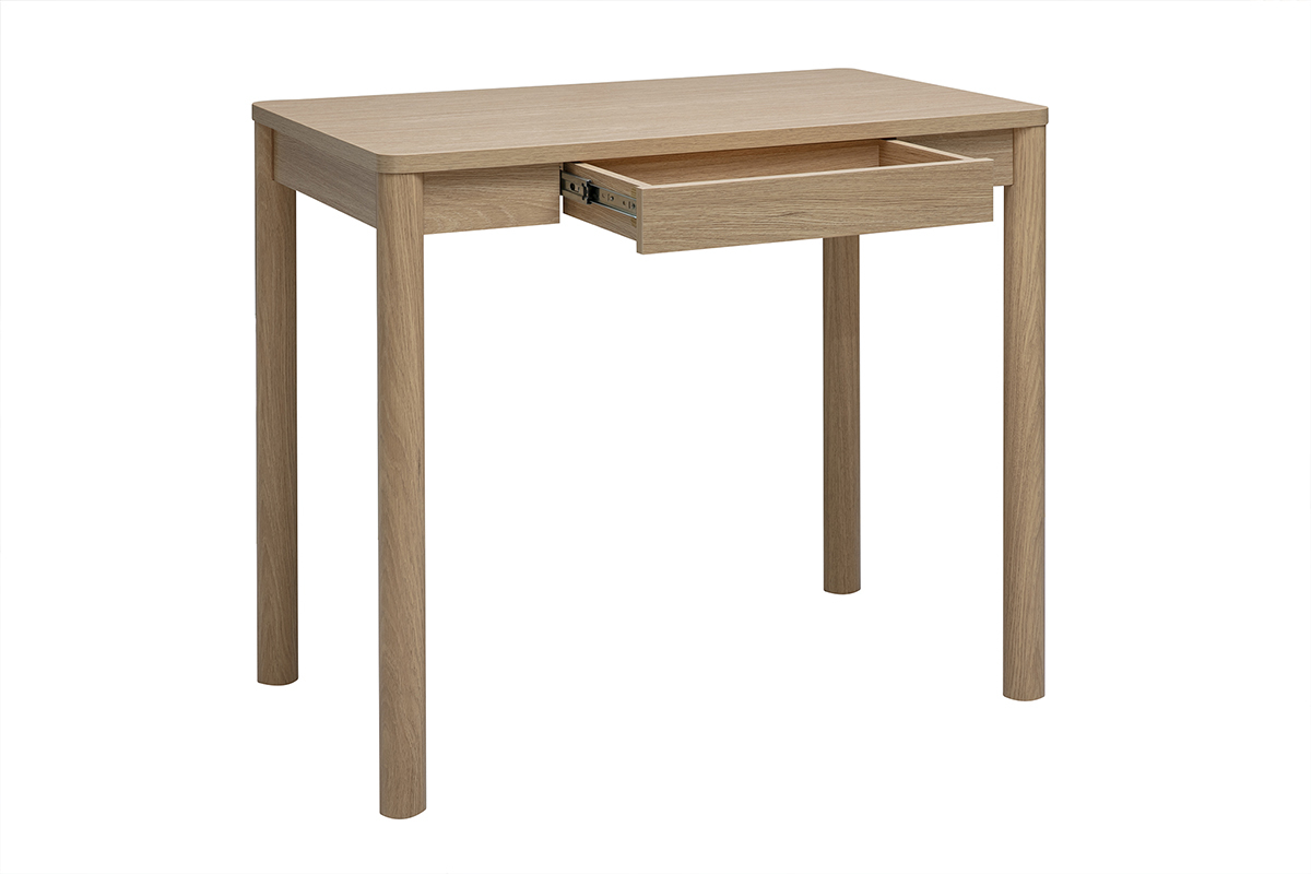 Table de bar avec rangement finition bois clair ch�ne L100 cm IZZIE
