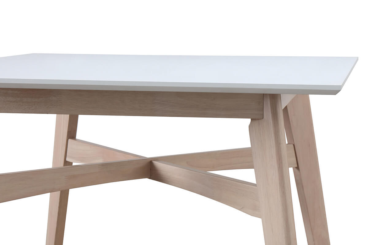 Table de bar carre bois et blanc LEENA