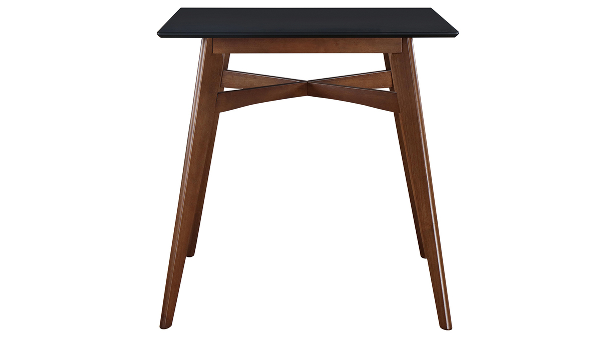 Table de bar carre bois et noir H91.5 cm LEENA